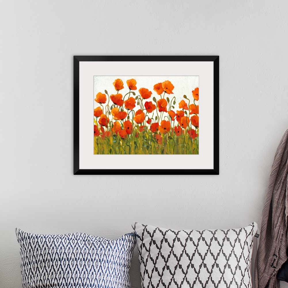 A bohemian room featuring Rows of Poppies I