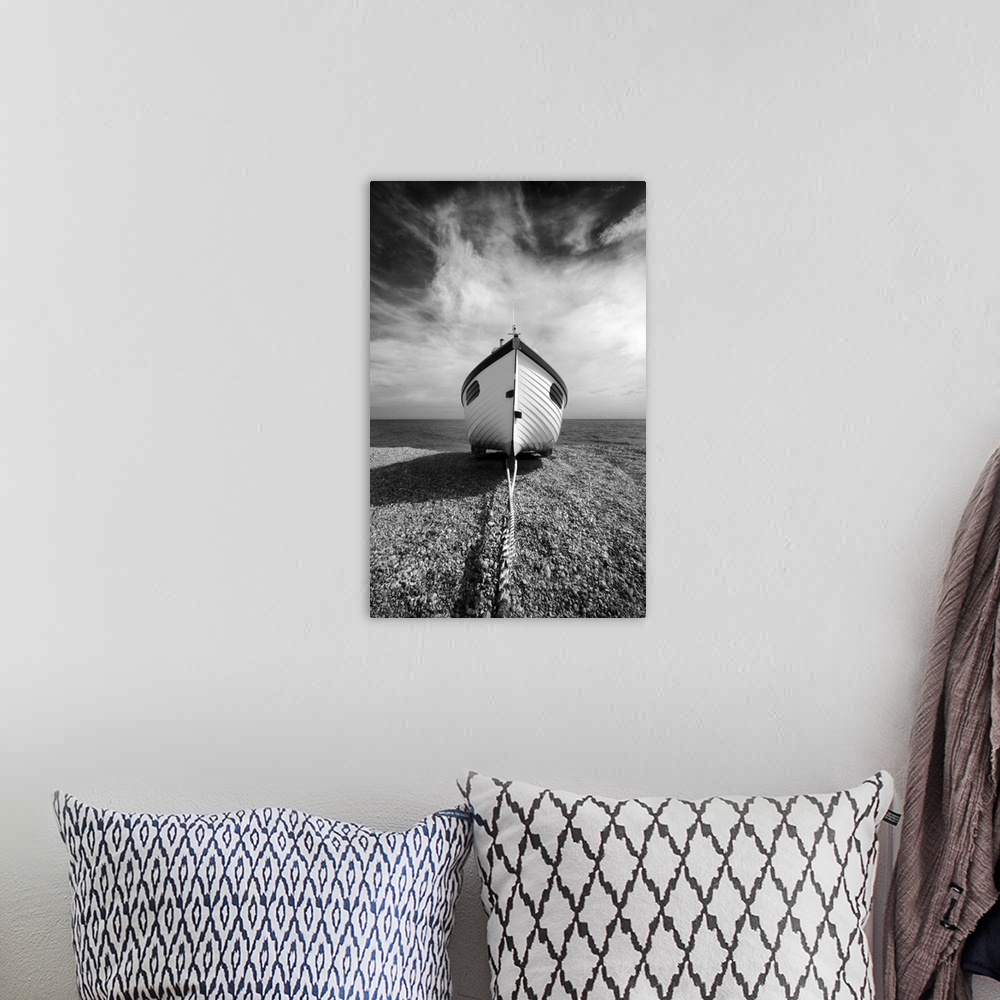 A bohemian room featuring Infrared image of a fishing boat, Dungeness, Kent, UK