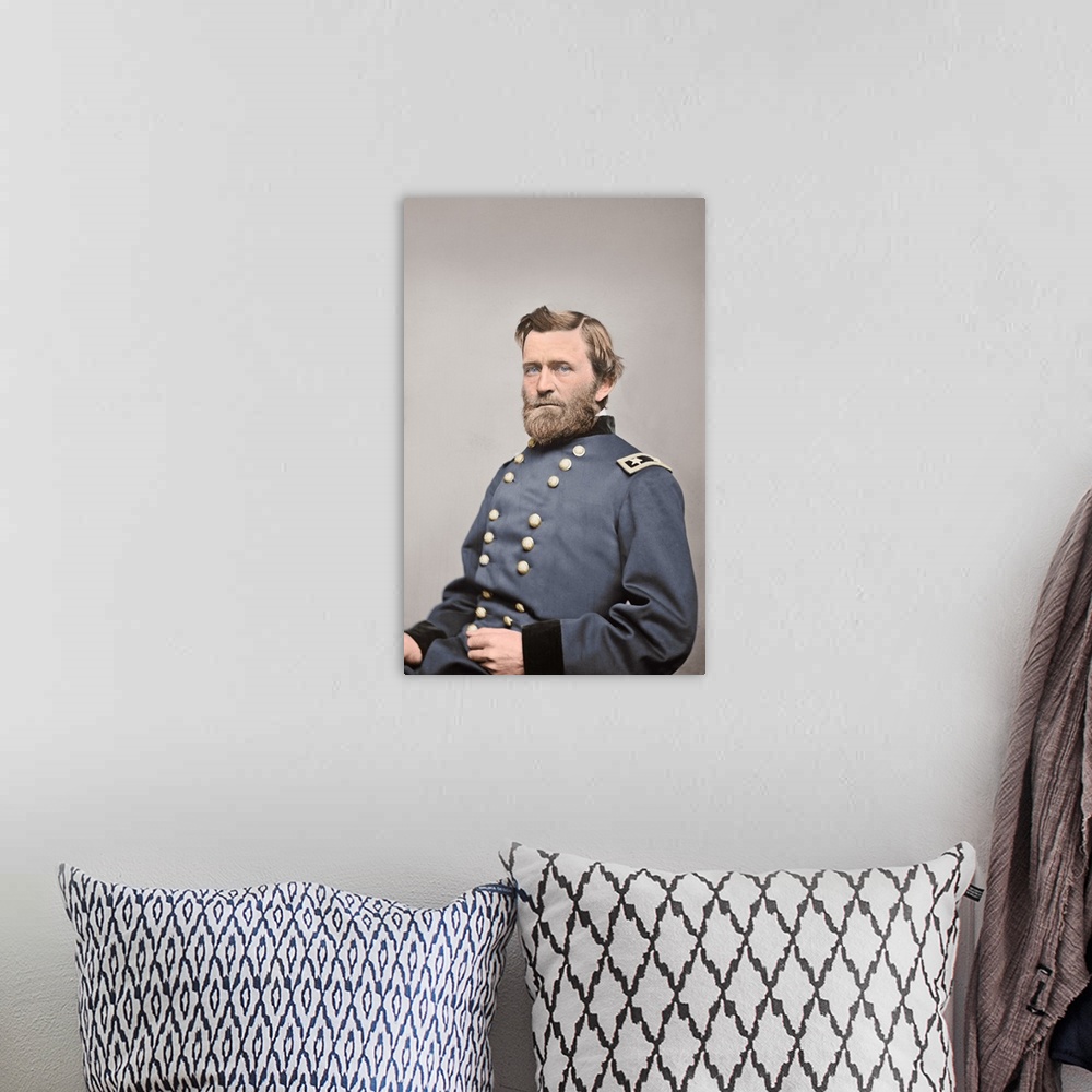 A bohemian room featuring General Ulysses S. Grant of the Union Army, circa 1860.  This photo has been digitally restored a...