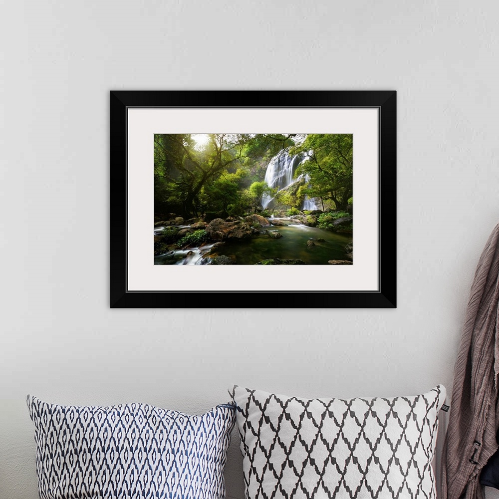 A bohemian room featuring Mountain stream and Waterfall in the autumn