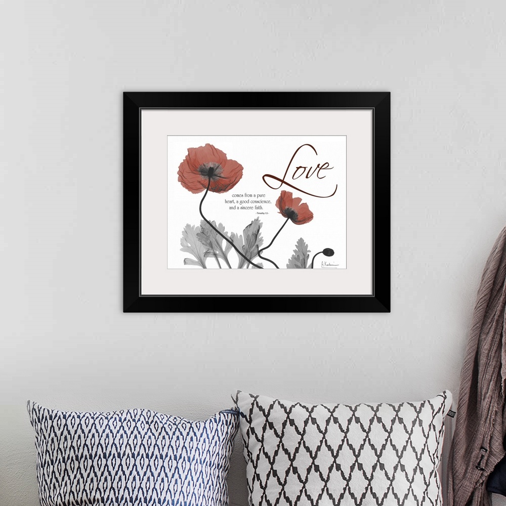 A bohemian room featuring Love Poppies x-ray photography