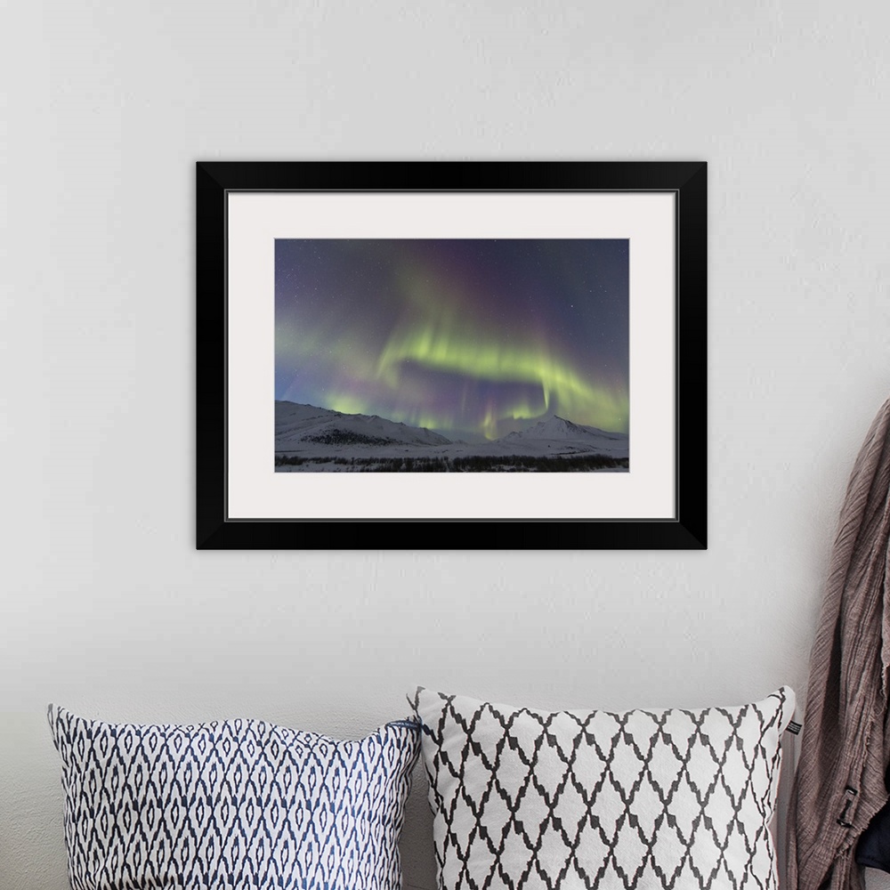 A bohemian room featuring Aurora Borealis Above Angelcomb Mountain Along The Dempster Highway, Yukon