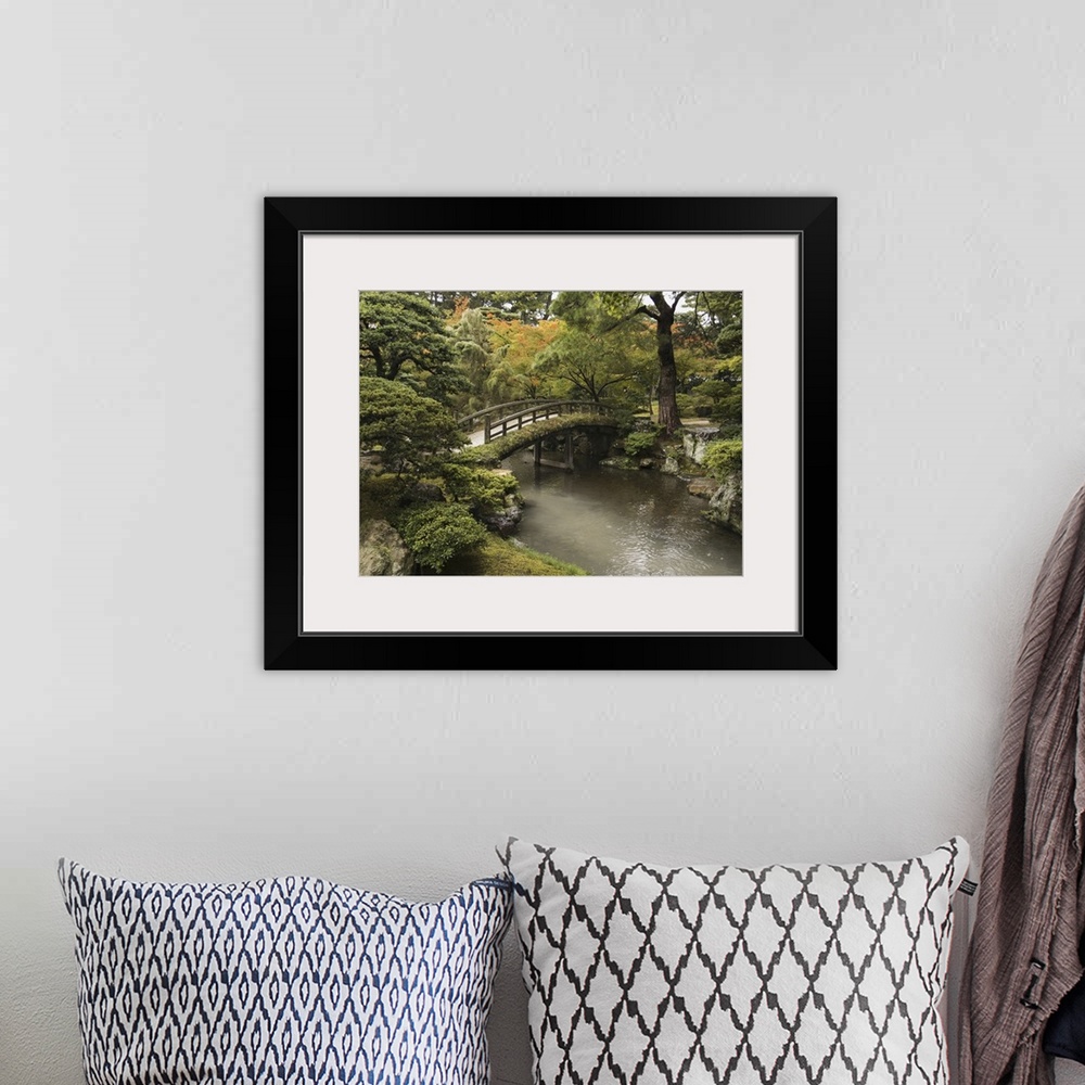 A bohemian room featuring Japanese Stone Bridge Across A Stream In A Park, Kyoto, Japan