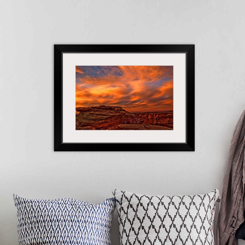 A bohemian room featuring Vibrant Sunset Over The Rim Of Canyon De Chelley, Arizona, USA