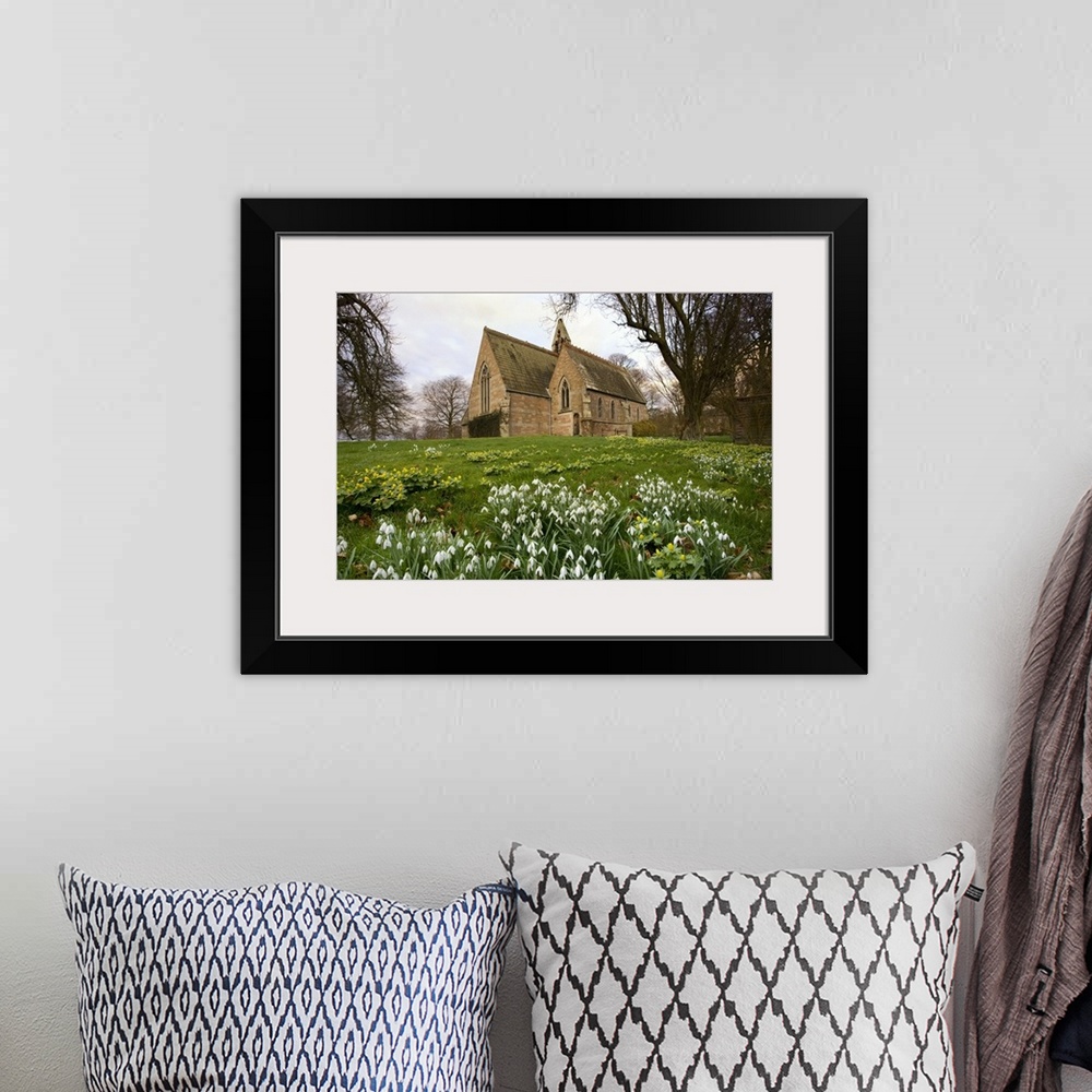 A bohemian room featuring White Flowers With A Small Church In Background, Northumberland, England