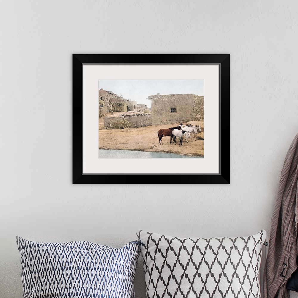 A bohemian room featuring Acoma New Mexico Vintage Photograph