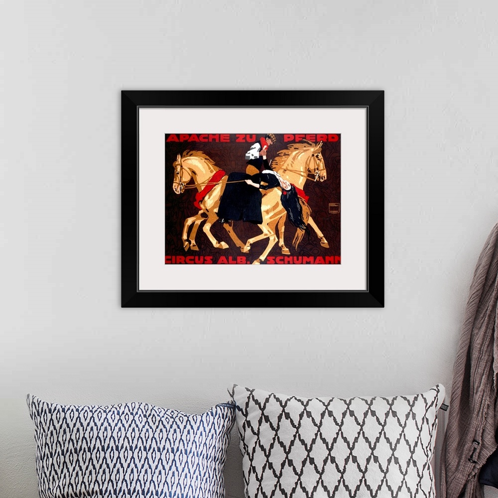 A bohemian room featuring Apache Zu Pferd Vintage Advertising Poster