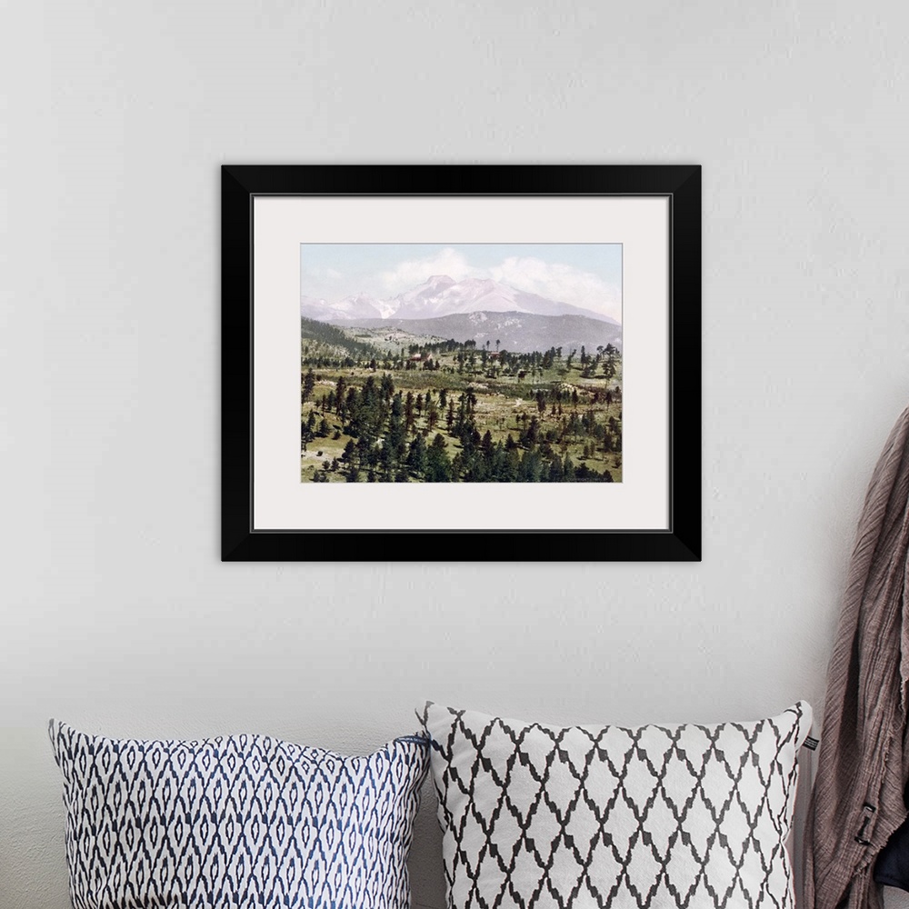 A bohemian room featuring Longs Peak from Mont Alto Colorado Vintage Photograph
