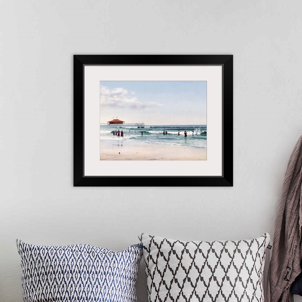 A bohemian room featuring The Surf at Old Orchard Maine Vintage Photograph