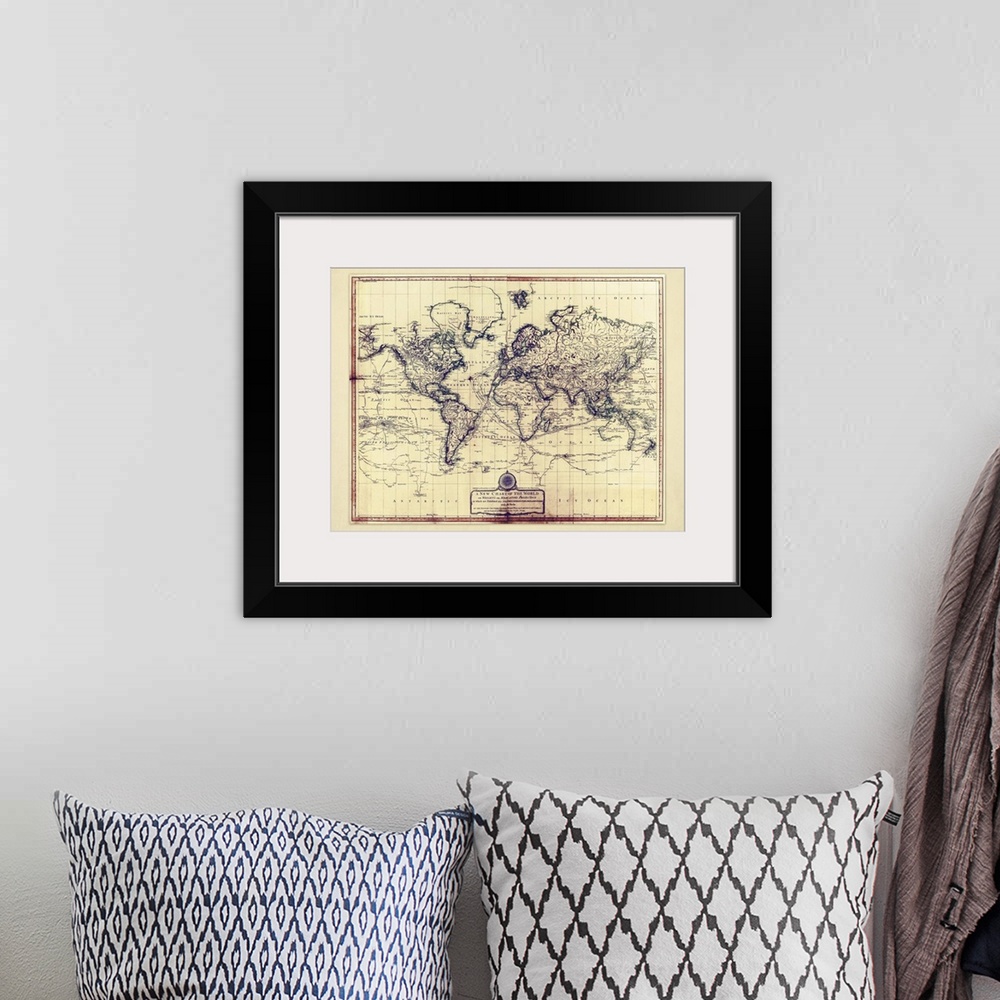 A bohemian room featuring Map of the World.