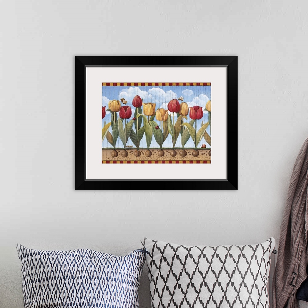 A bohemian room featuring Tulips