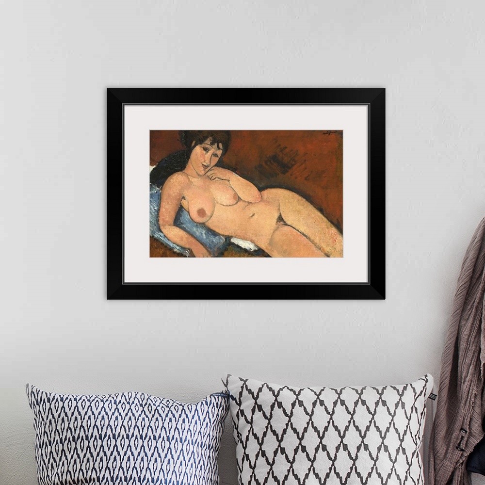 A bohemian room featuring Nude on a Blue Cushion, 1917