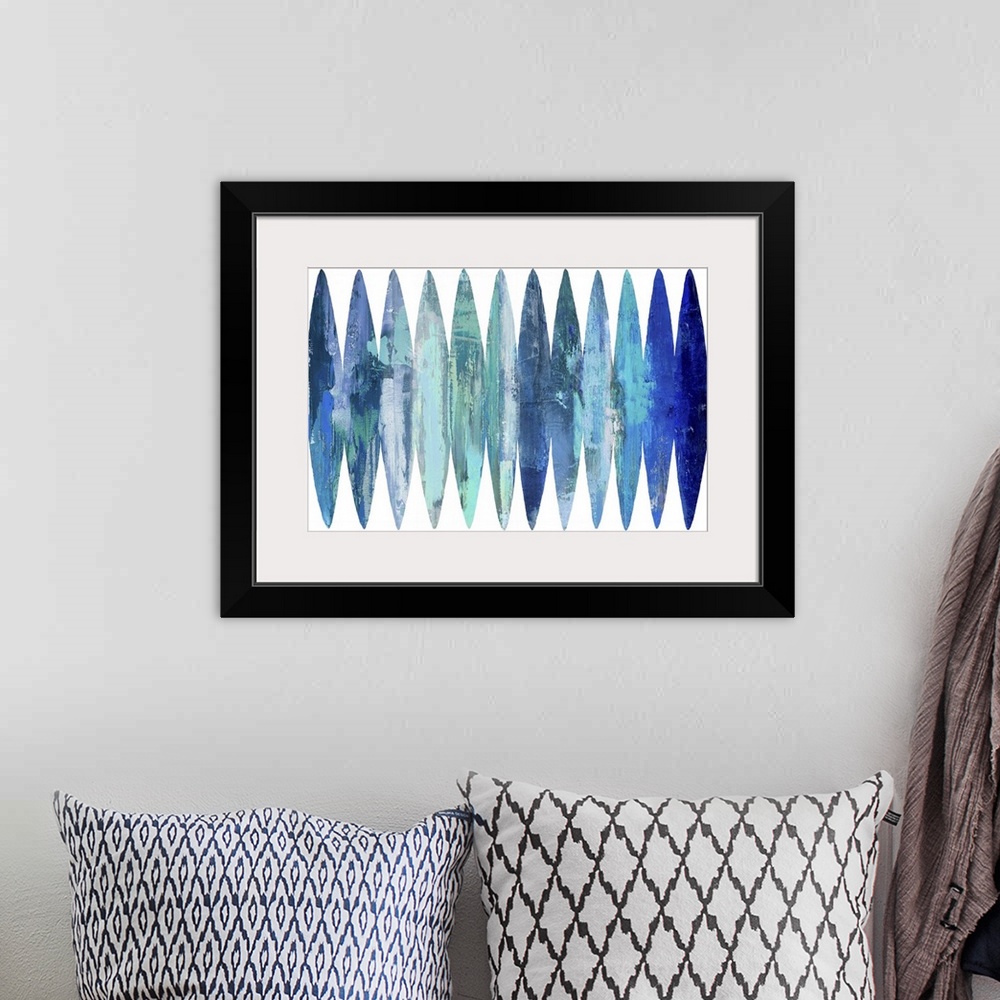 A bohemian room featuring Abstract Surfboards Blues