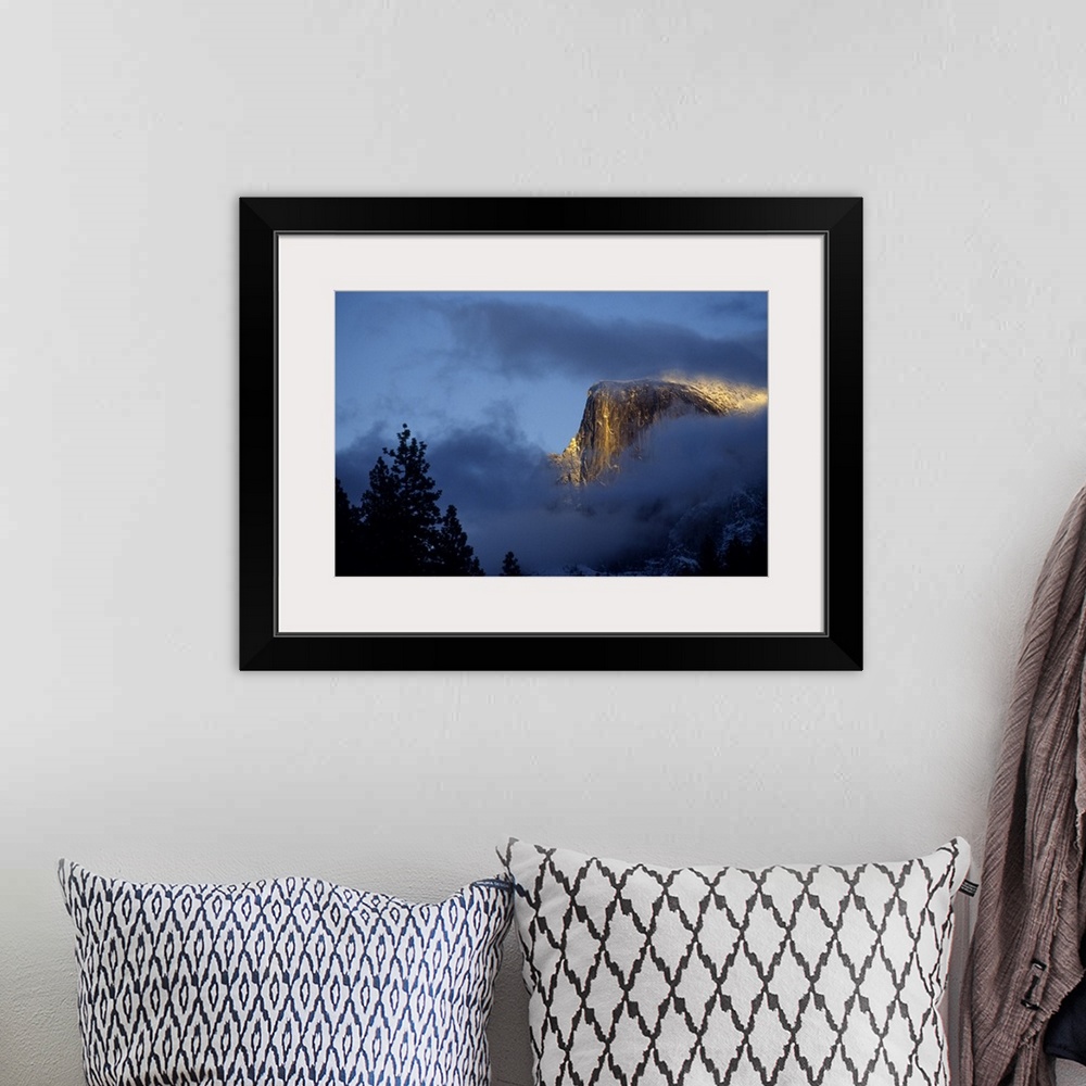 A bohemian room featuring California, Yosemite National Park, Half Dome at sunset, December.