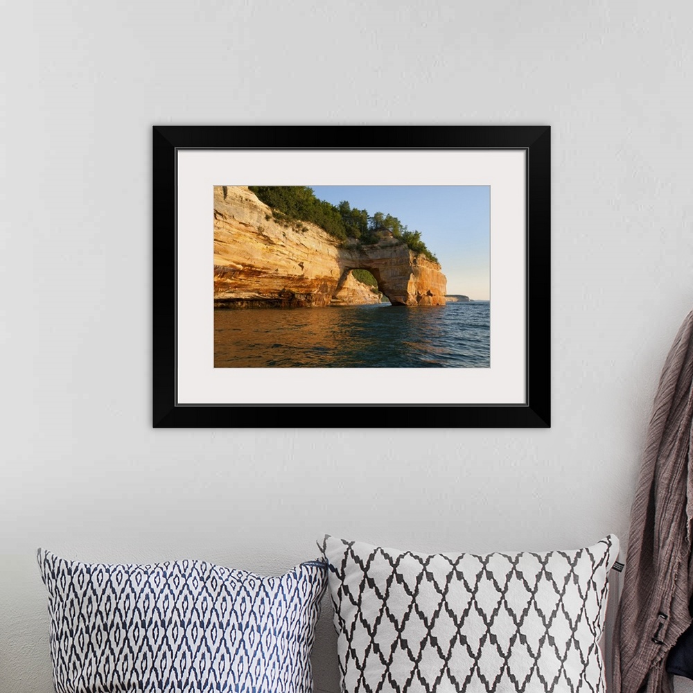 A bohemian room featuring North America, USA, Michigan, Pictured Rock National Lakeshore.  Lovers Leap Arch along Lake Supe...