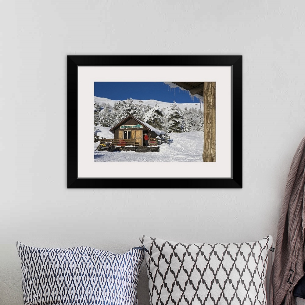 A bohemian room featuring Italy, Sicily, Mount Etna, chalet for renting wintersport equipment