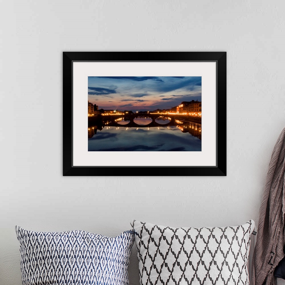 A bohemian room featuring Italy, Tuscany, Florence, Sunset on Arno river from Ponte Santa Trinita'