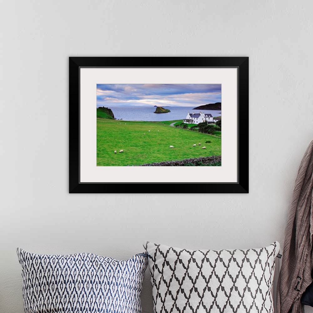 A bohemian room featuring United Kingdom, UK, Scotland, Highlands, Skye island, View towards Duntulm Castle, Lewis and Harr...
