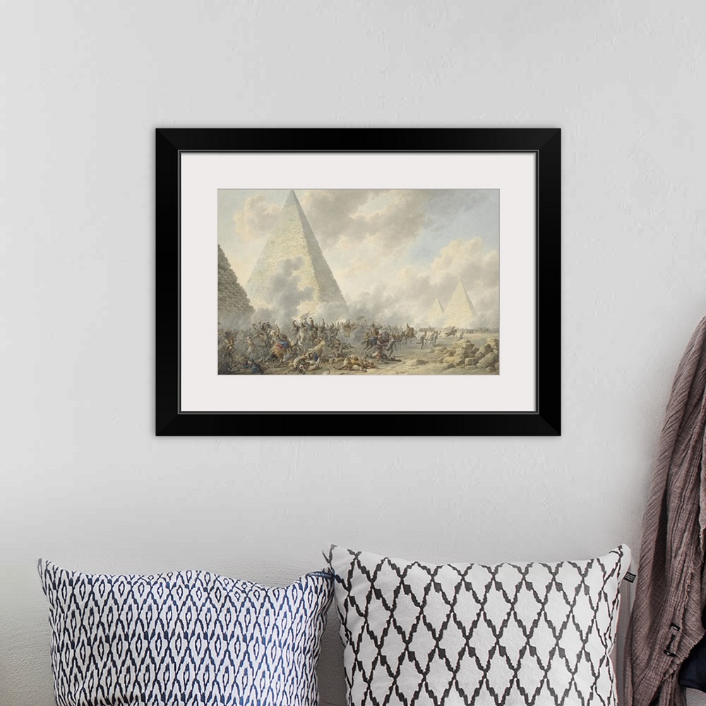 A bohemian room featuring Battle of the Pyramids, Dirk Langendijk, 1803, Dutch watercolor painting. In 1798, Napoleon's Fre...