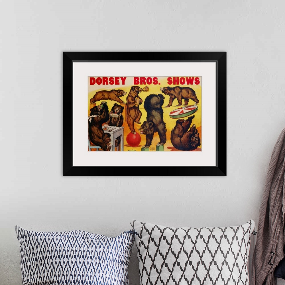 A bohemian room featuring Dorsey Bros. Shows Poster