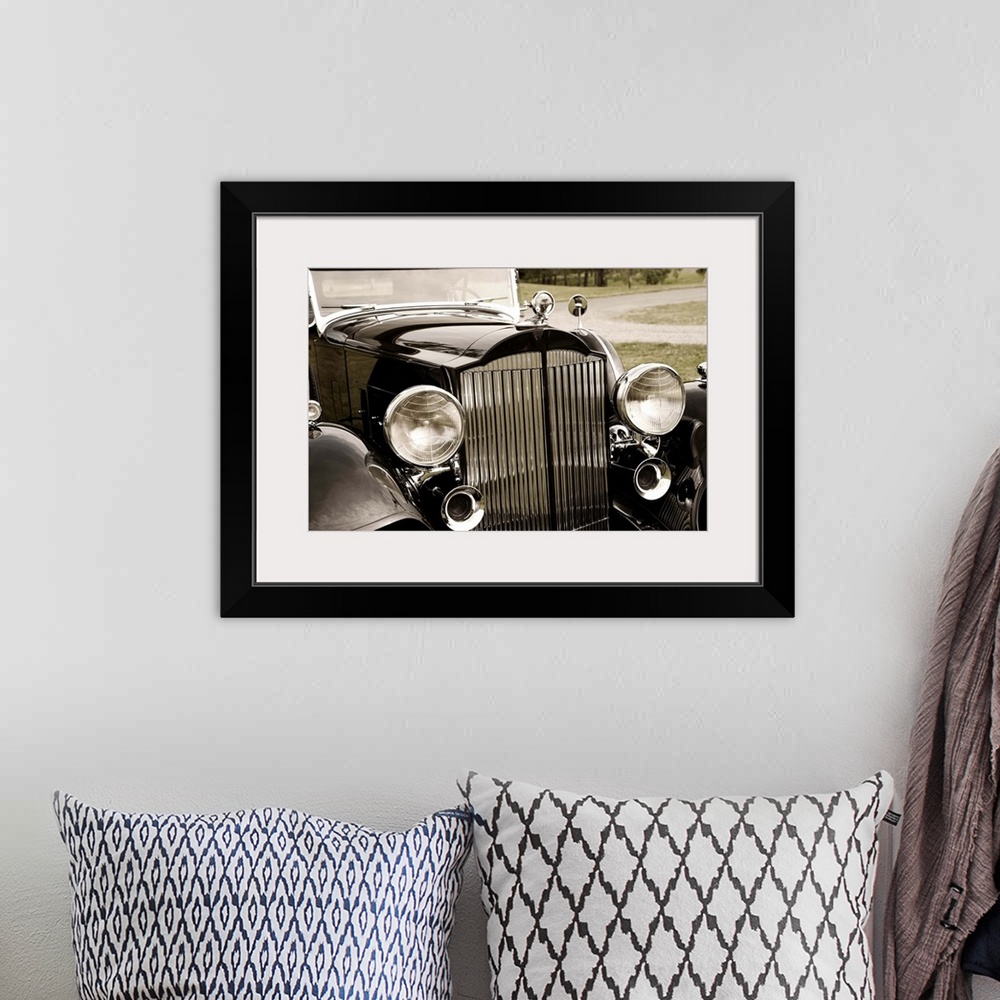A bohemian room featuring Headlights of vintage car