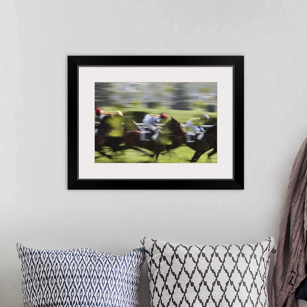 A bohemian room featuring Horse race