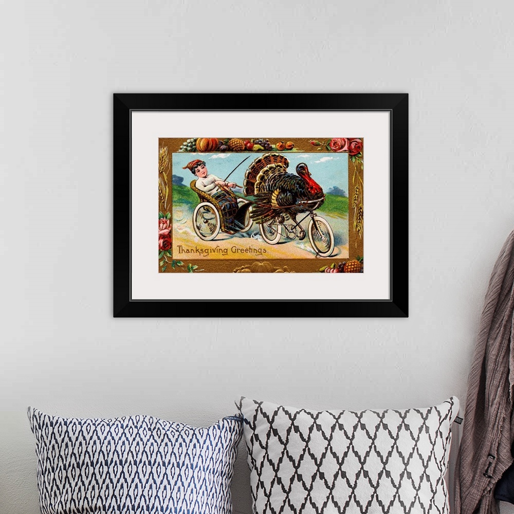 A bohemian room featuring Thanksgiving Greetings Postcard By Frances Brundage
