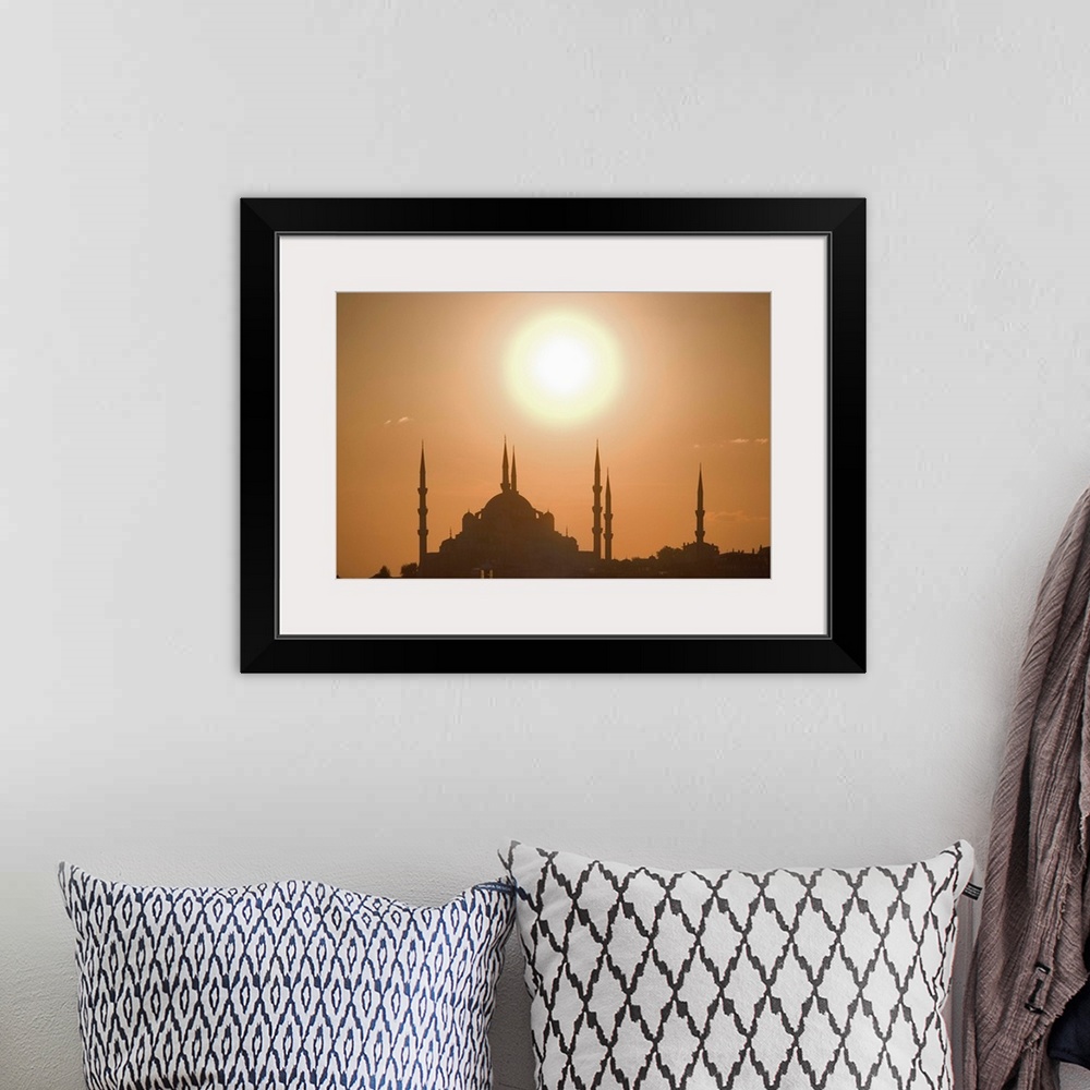 A bohemian room featuring Turkey, Istanbul, silhouette of Suleymaniye mosque at sunset