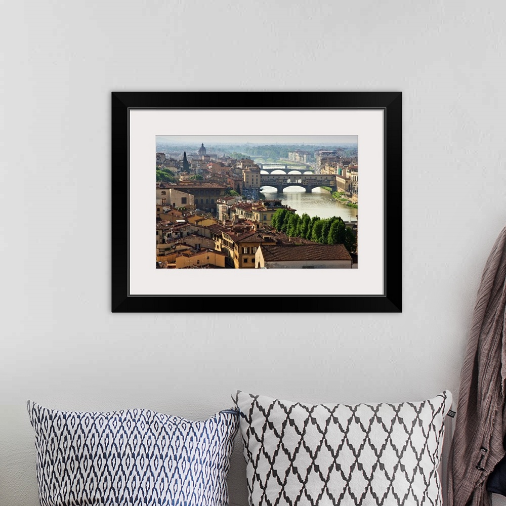 A bohemian room featuring View of the historic center including river Arno and Ponte Vechio from Piazzale Michelangelo in n...