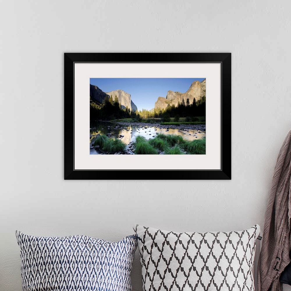 A bohemian room featuring USA, California, Yosemite National Park, Merced River, El Capitan and Valley View