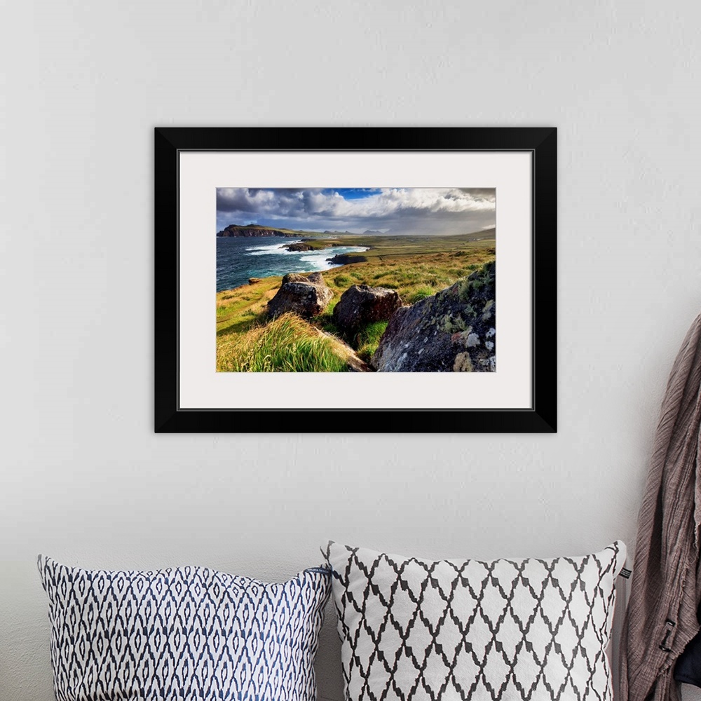 A bohemian room featuring Europe, Northern Europe, Ireland, Kerry, Dingle, View over Ballyferriter Bay from Clougher Head