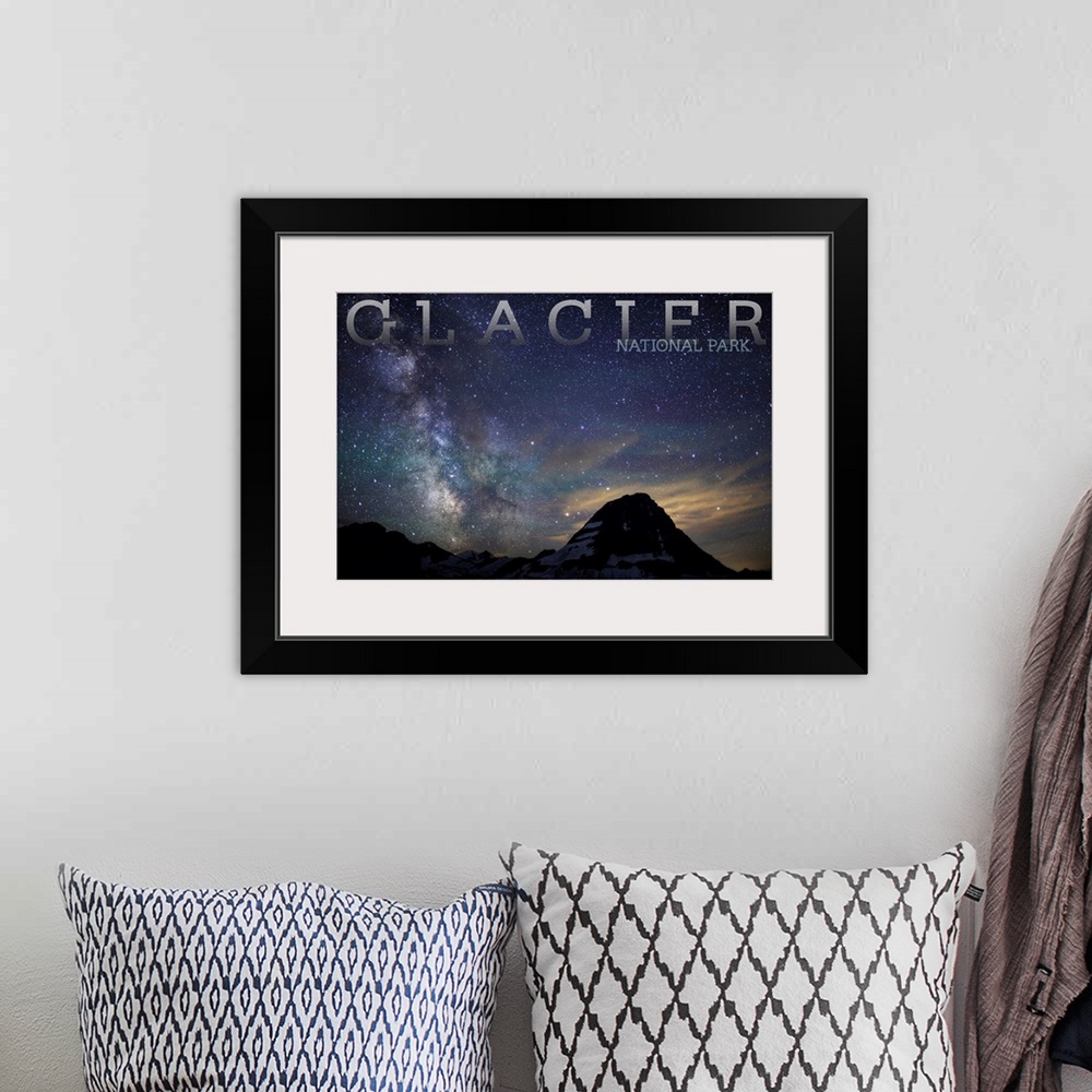 A bohemian room featuring Glacier National Park, Milky Way Over Hidden Lake Overlook: Travel Poster