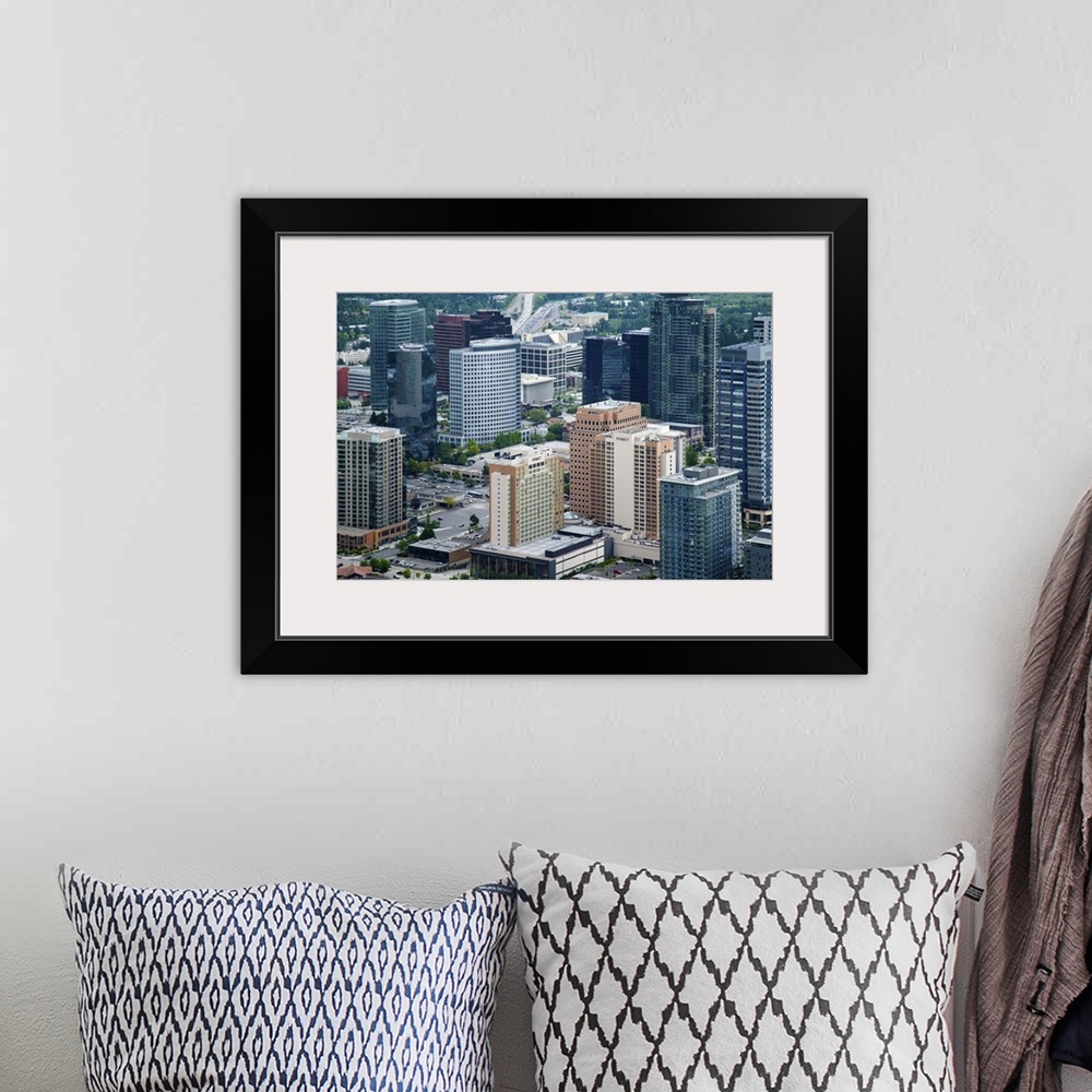 A bohemian room featuring City Skyline, Bellevue, WA - Aerial Photograph