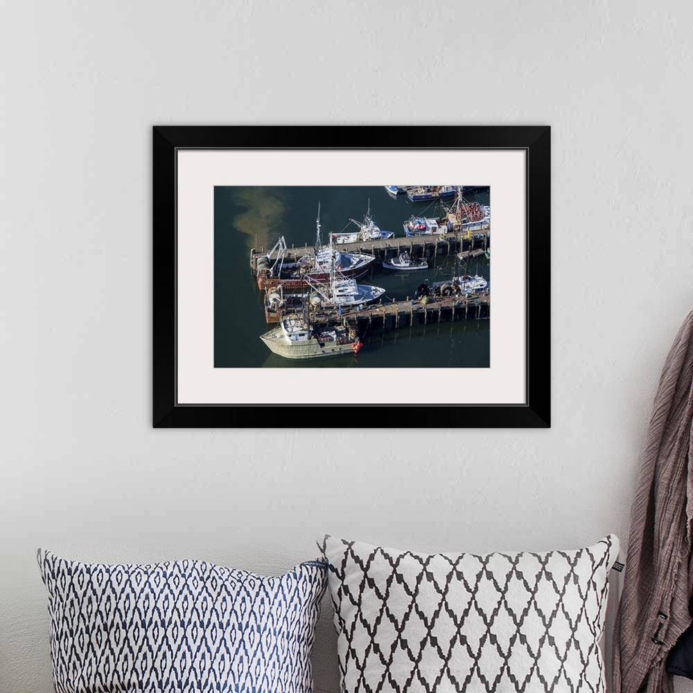 A bohemian room featuring Docked Fishing Boats, Portland, Maine - Aerial Photograph