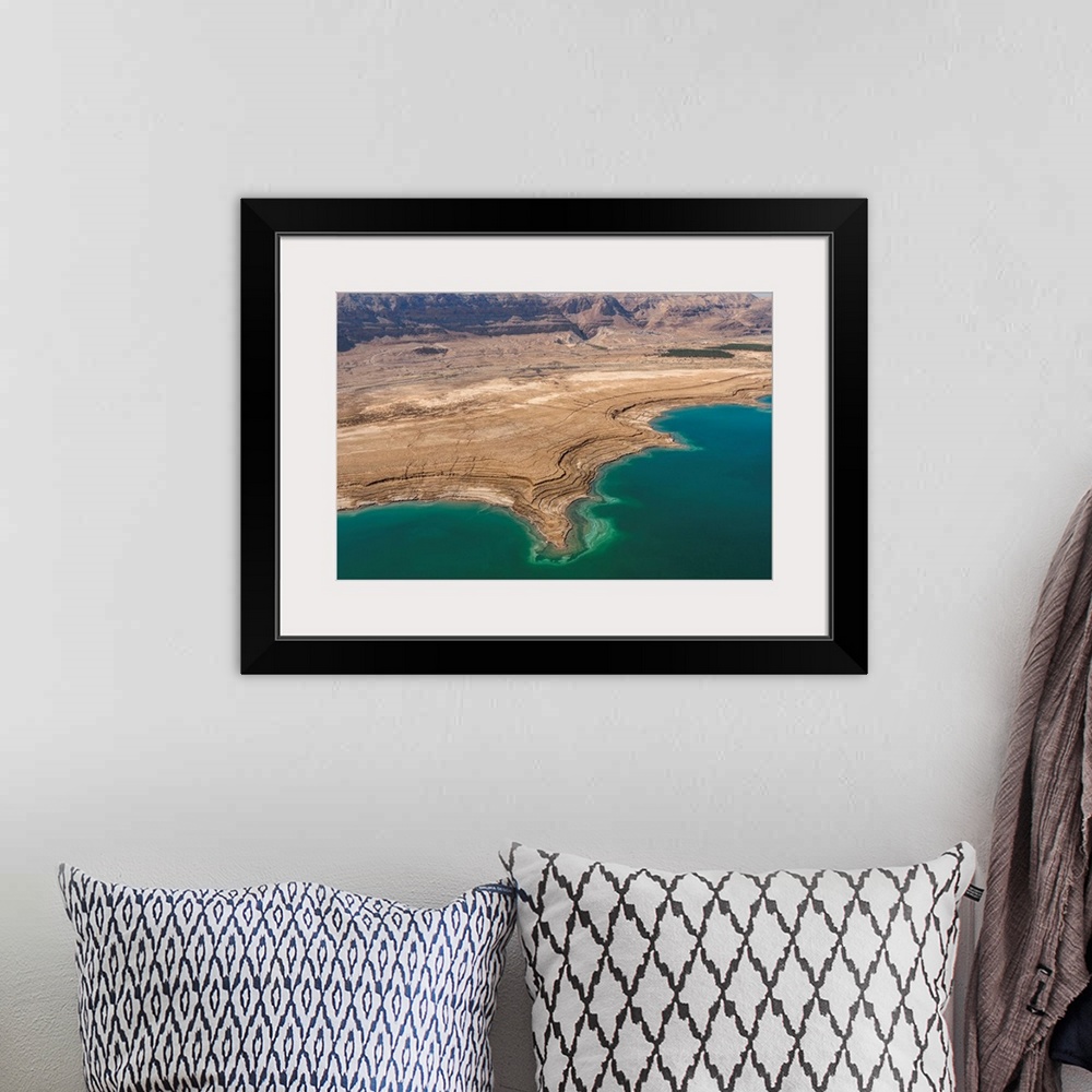 A bohemian room featuring Observation of Dead Sea Water Level Drop, Dead Sea, Israel - Aerial Photograph