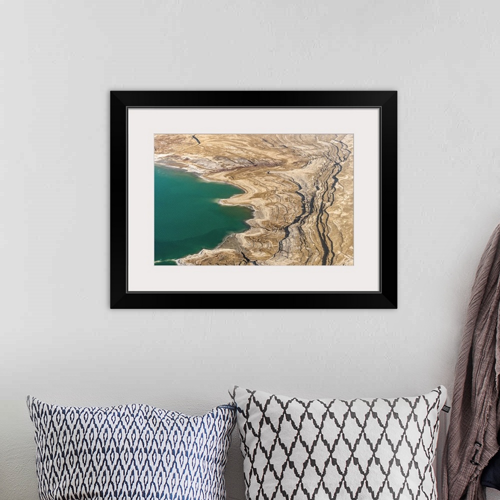 A bohemian room featuring Observation of Dead Sea Water Level Drop, Dead Sea, Israel - Aerial Photograph