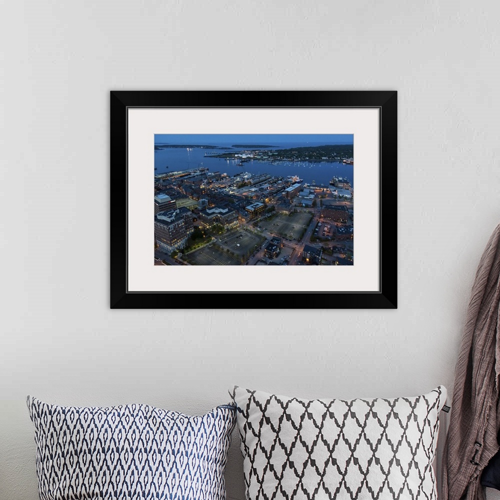 A bohemian room featuring Portland At Night, Maine, USA - Aerial Photograph