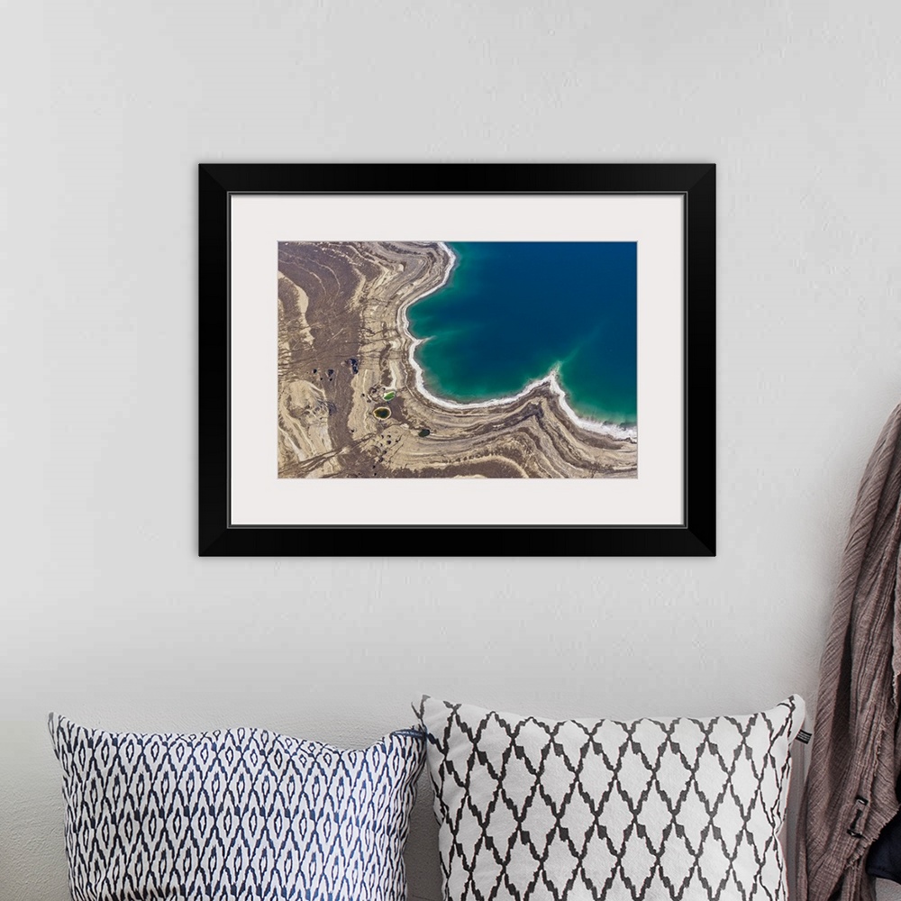A bohemian room featuring Sinkholes In Northern Dead Sea Area, Dead Sea - Aerial Photograph