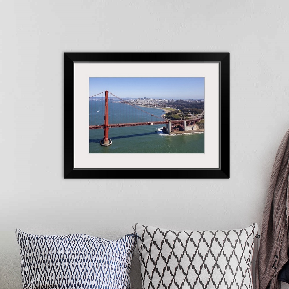 A bohemian room featuring The Golden Gate Bridge, San Francisco, California, USA - Aerial Photograph