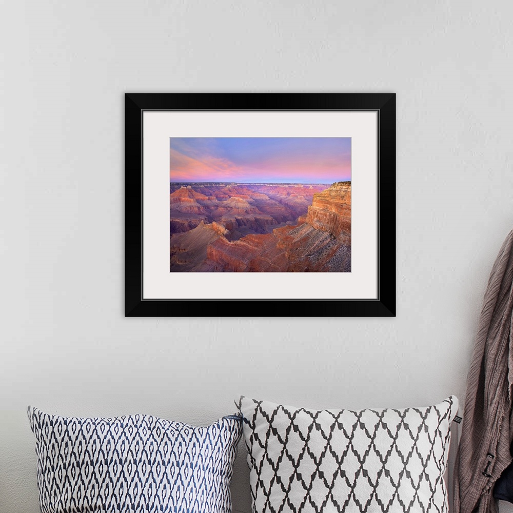 A bohemian room featuring Big photograph taken from Mohave Point at sunset that focuses on the great size of Grand Canyon N...