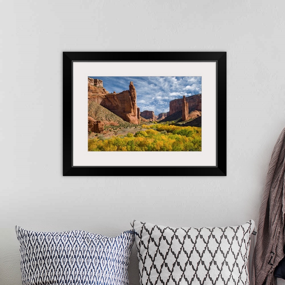 A bohemian room featuring River valley with spider rock, Canyon de Chelly National Monument, Arizona
