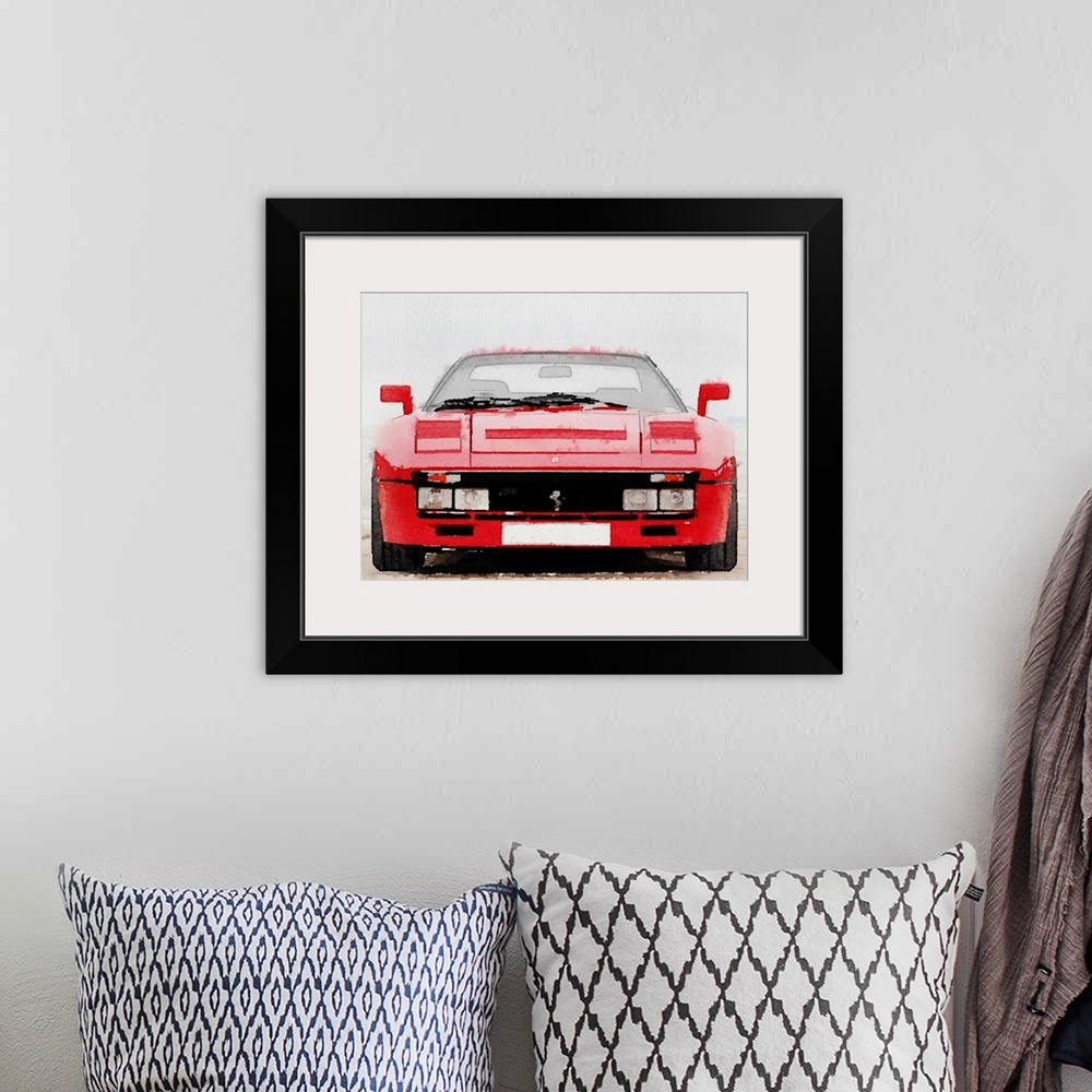 A bohemian room featuring 1980 Ferrari 288 GTO Front Watercolor