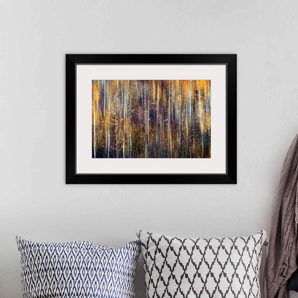 A bohemian room featuring A fine art photograph that gives that is two photographs digitally composited to create the blurr...