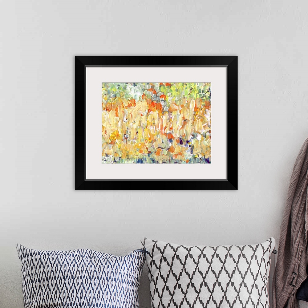A bohemian room featuring Abstract Desert Garden Bloom painting by RD Riccoboni.