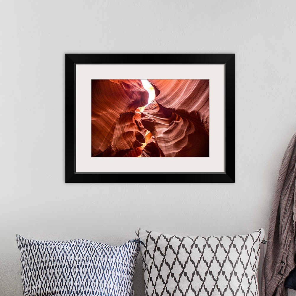 A bohemian room featuring Photograph from inside of Antelope Canyon's rock formation located on the Navajo Reservation in P...