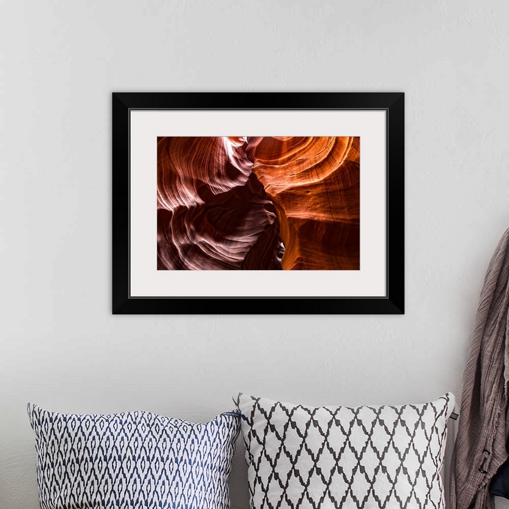 A bohemian room featuring Photograph from inside of Antelope Canyon rock formation located on the Navajo Reservation in Pag...
