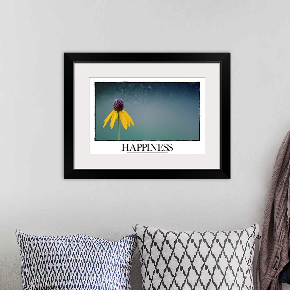 A bohemian room featuring Happiness: Success is not the key to happiness - happiness is the key to success.