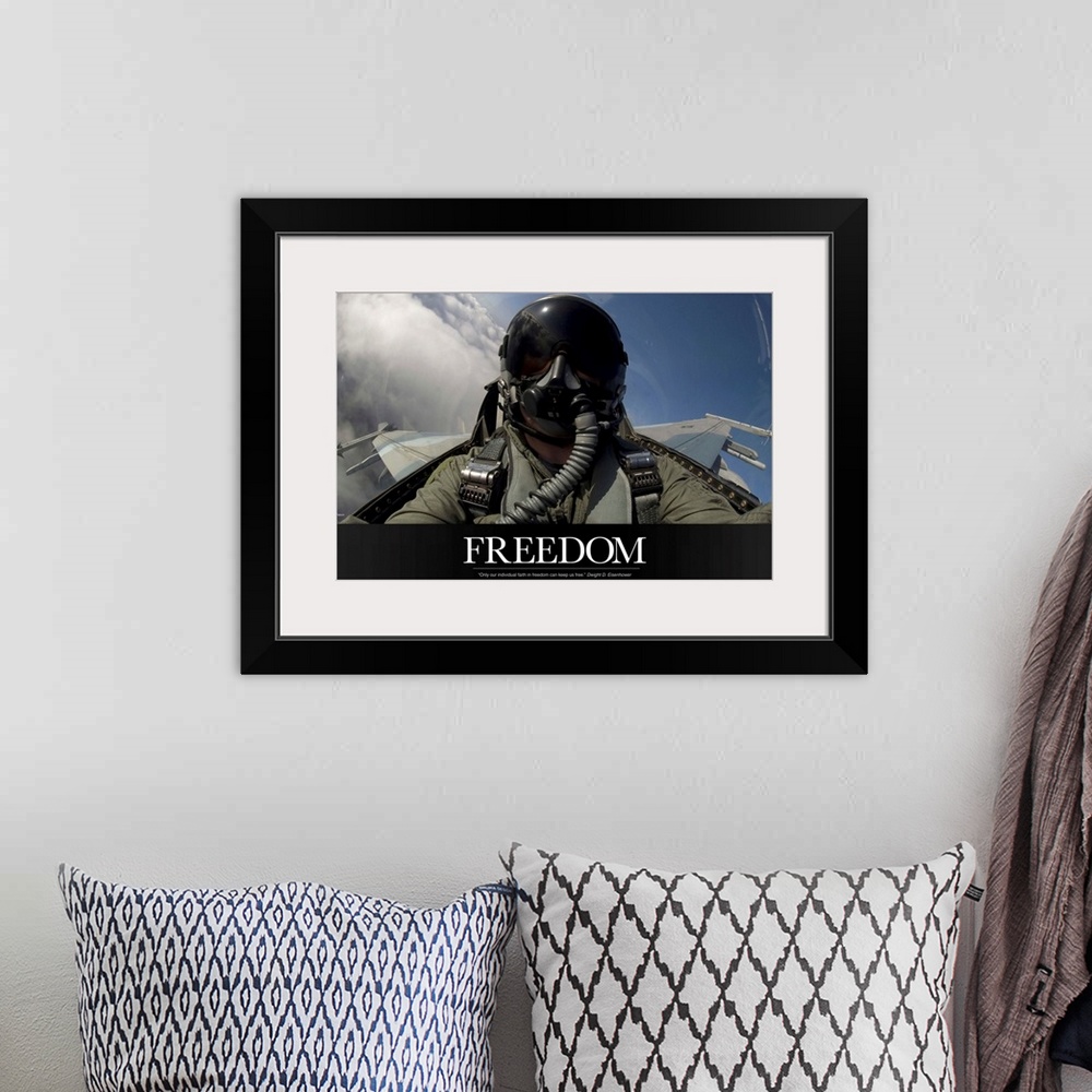 A bohemian room featuring Military Motivational Poster: Freedom