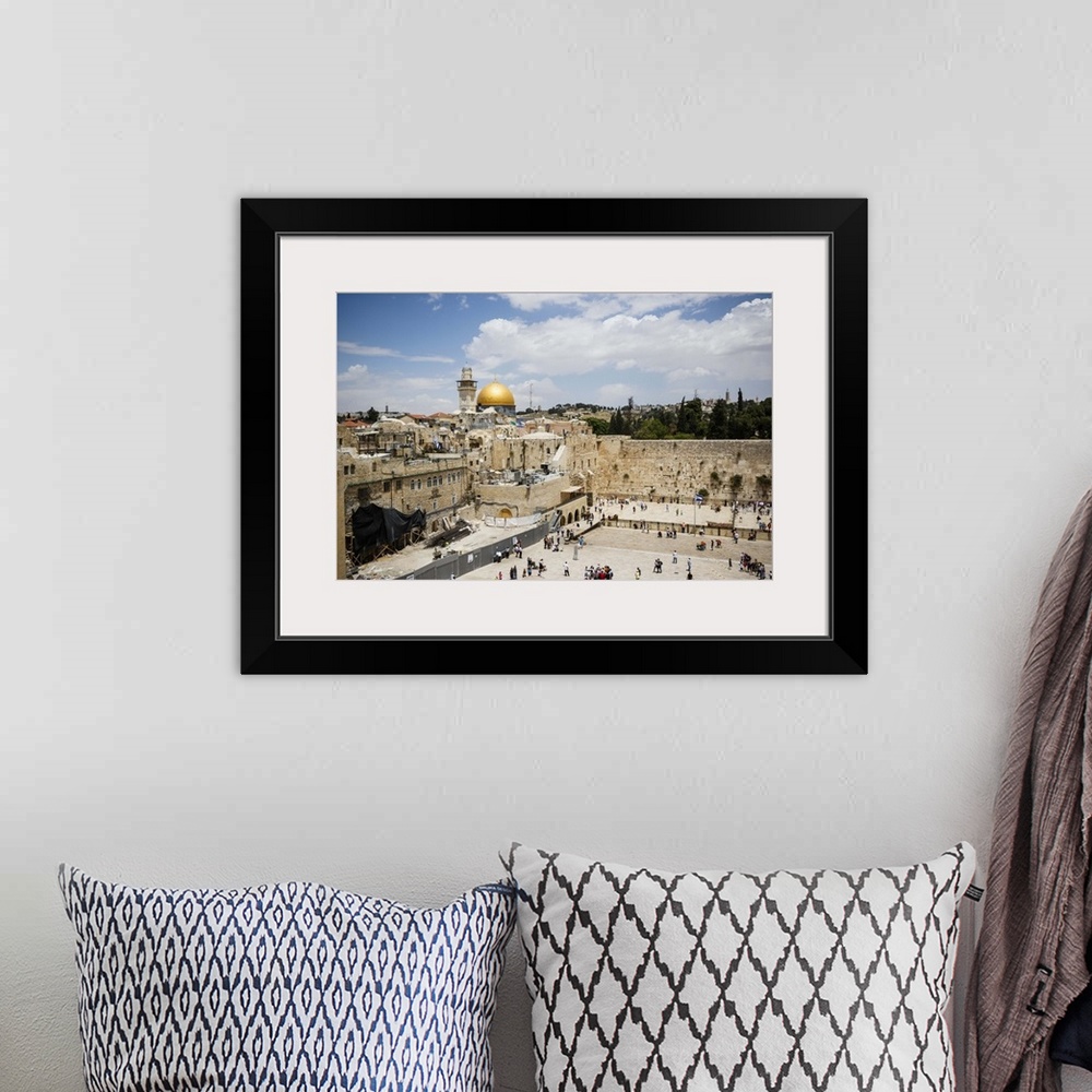 A bohemian room featuring View over the Western Wall (Wailing Wall) and the Dome of the Rock mosque, Jerusalem, Israel, Mid...