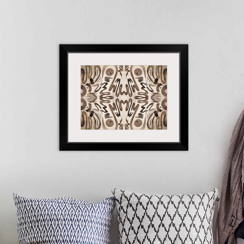 A bohemian room featuring Sepia Squiggle Pattern